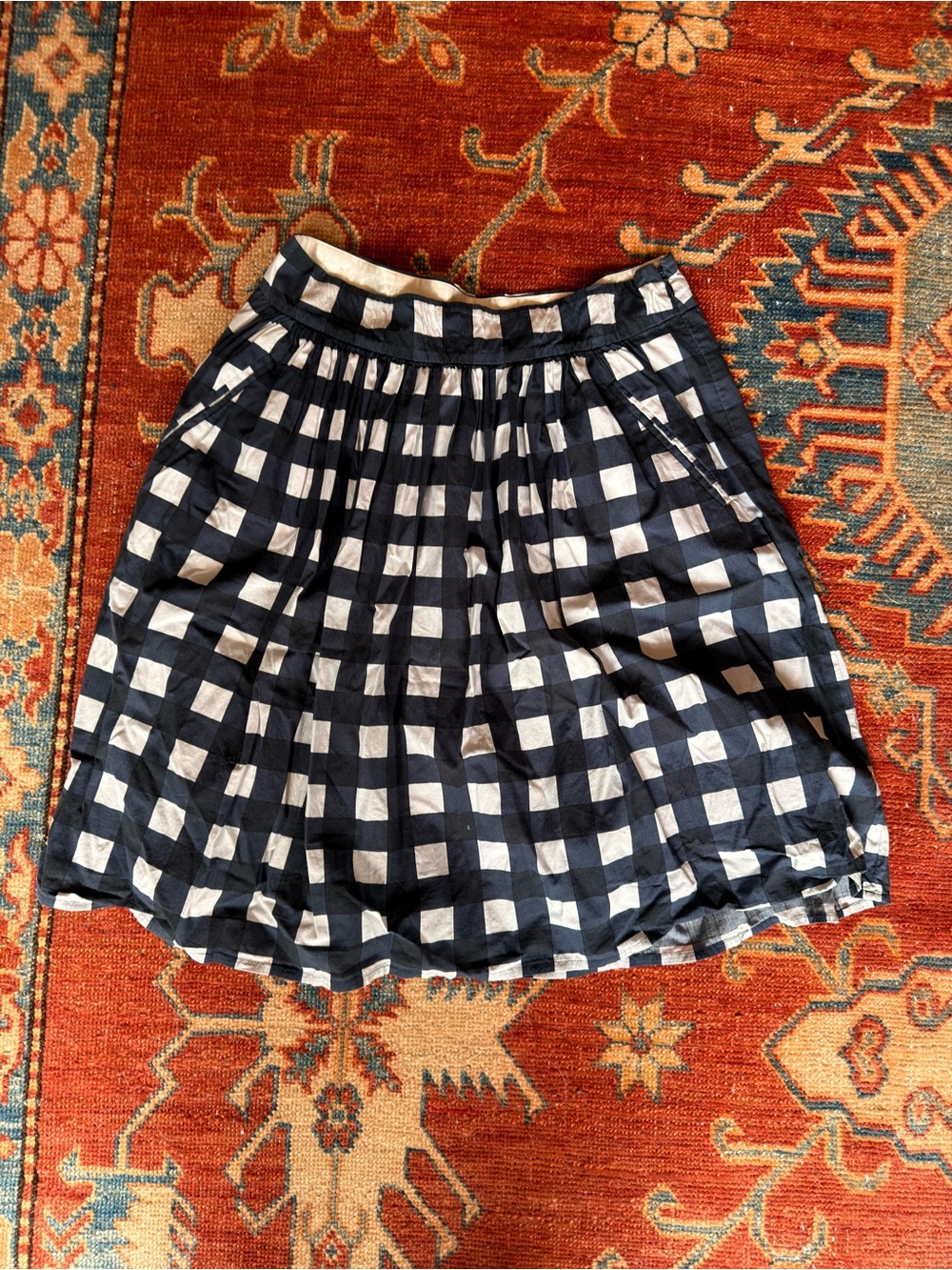 Banana Republic Black and White Gingham Circle Skirt